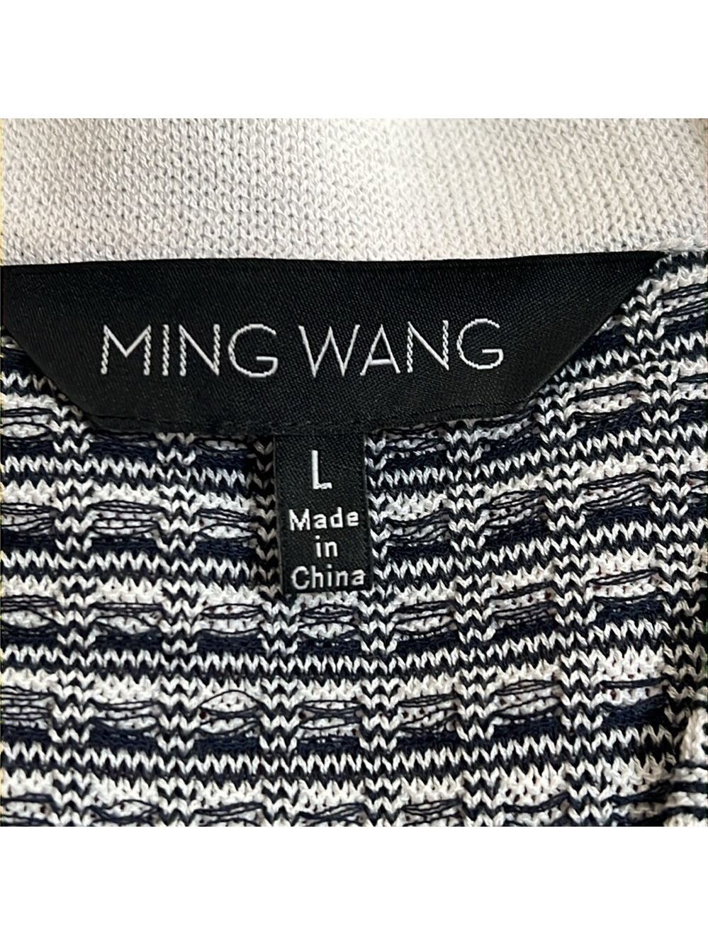 MING WANG women’s one- button jacket. Black/ cream design. Large - Picture 3 of 8